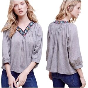 Eri + Ali by Anthropologie Kaleidoscope Striped Swing Blouse Size Medium